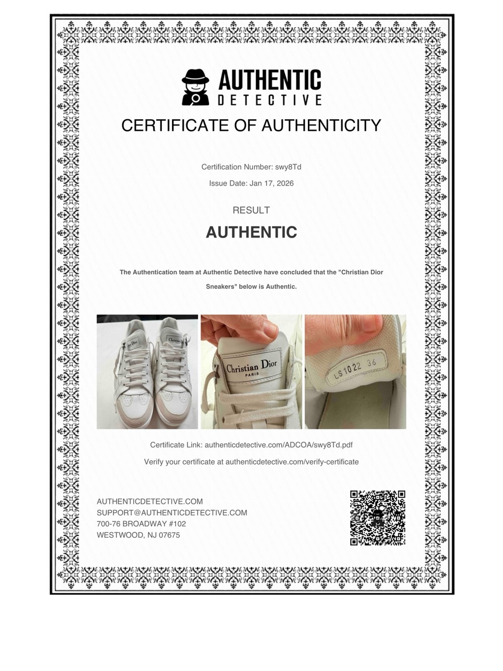 Christian Dior Star Walk Sneakers White Leather Suede Star CD Logo - Picture 12 of 12